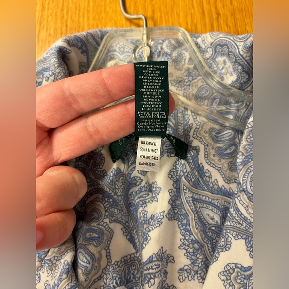 Lauren Ralph Lauren Womens Blue Paisley Print 3/4 Sleeve Pajama Top Size L - Picture 9 of 9